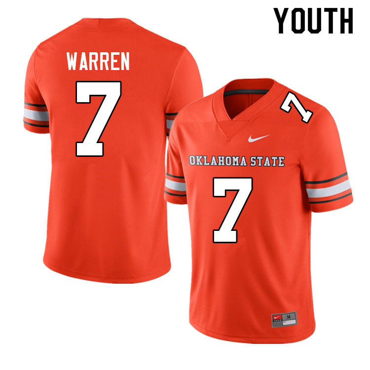 Youth #7 Jaylen Warren Oklahoma State Cowboys College Football Jerseys Sale-Alternate - Click Image to Close